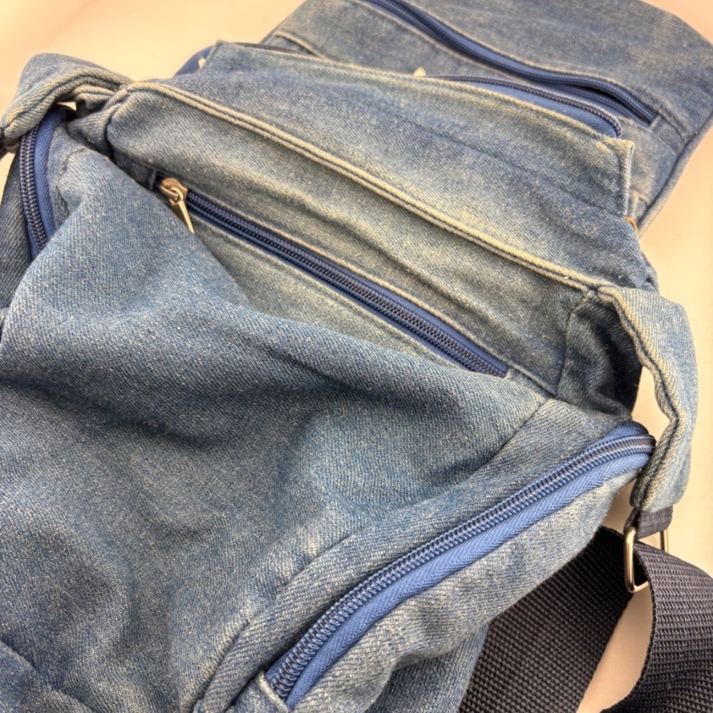 Organizzi Blue Denim Crossbody Bag with Multiple Zipper Pockets - Picture 6 of 12